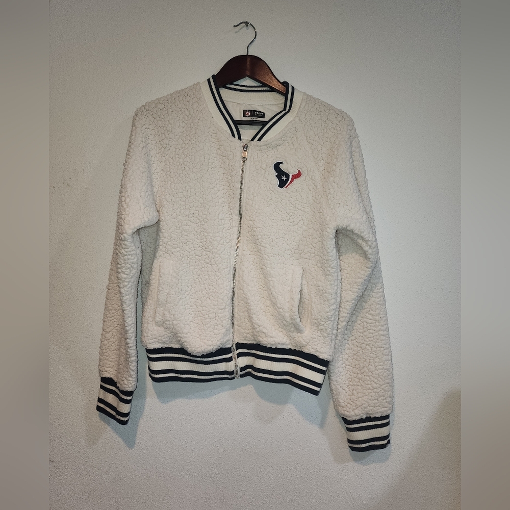 Houston Texans Sweater Sz Medium NFL Football Sherpa Style Zip-up Womens